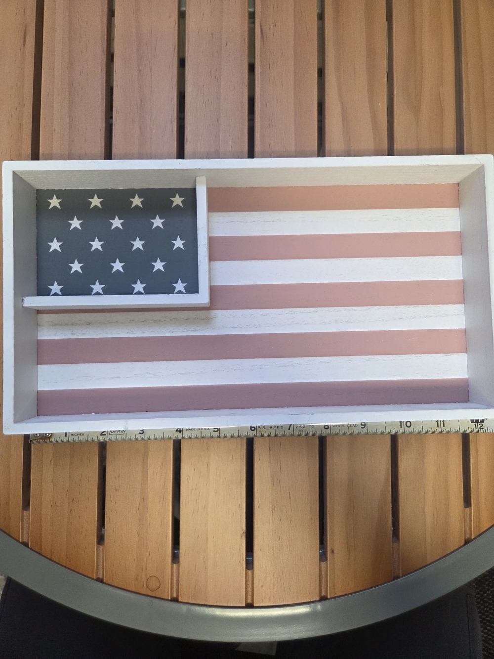 Wooden Flag Vanity Tray in White and Dusty Pink